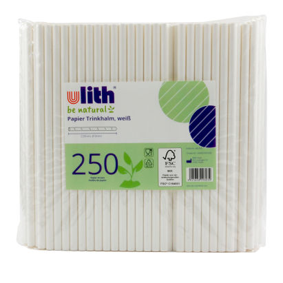 4000 Stück Ulith Bio Papier- Trinkhalme Strohhalme 220mm Ø8mm, weiß