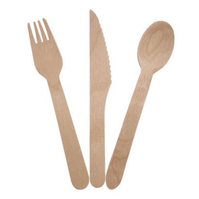 300 Stück Holz-Besteckset 16cm, biologisch abbaubar (1xGabel, 1xMesser + 1xLöffel) 300 Stück Holz-Besteckset 16cm, biologisch abbaubar (1xGabel, 1xMesser + 1xLöffel)